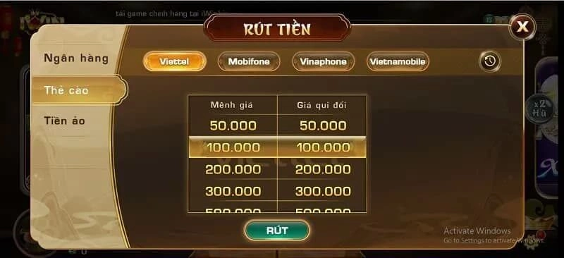 rút thưởng iWin qua thẻ cào điện thoại