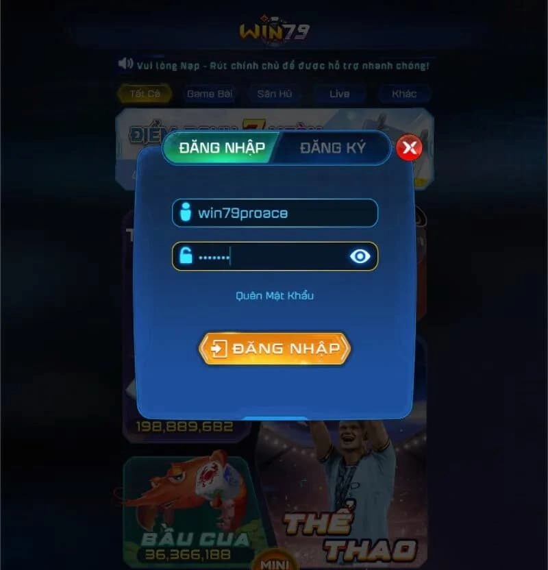 Dữ liệu đăng nhập Win79